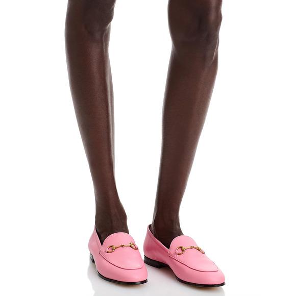 Gucci Jordaan Butterfly Pink Leather Gold Horsebit Mule Slipper Flat Loafer 41.5 - Picture 3 of 16